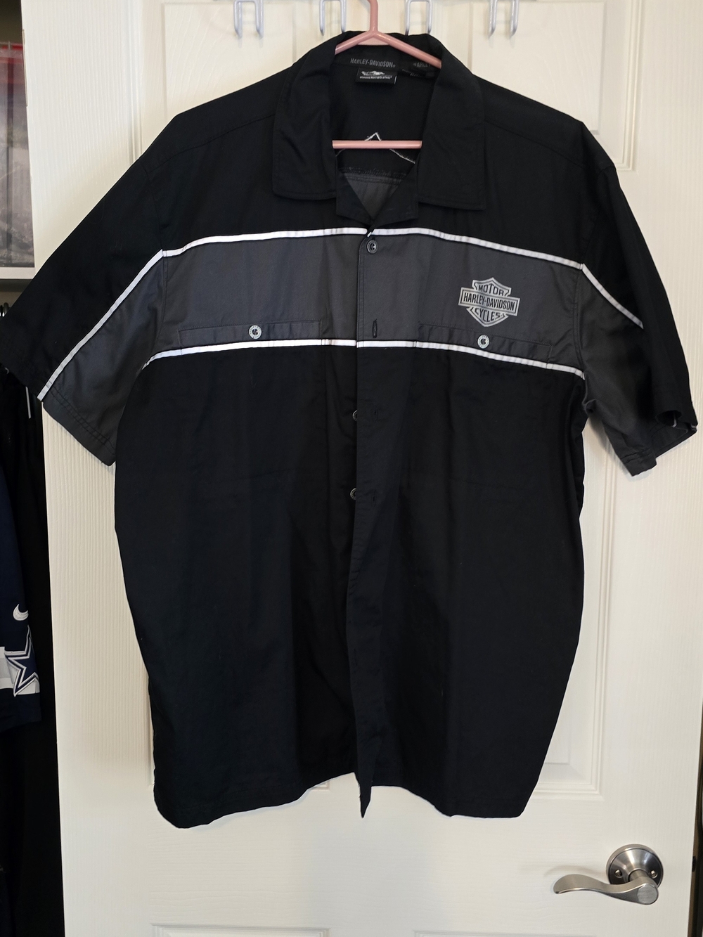 Harley-Davidson Men's Black & Gray Short Sleeve Work Shirt SizeXL